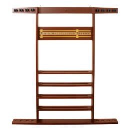 Walnut Pool Snooker Billiard Cue Stick Rack Holder Unit For 8 Cues, Balls, Triangle, Snooker Scoreboard