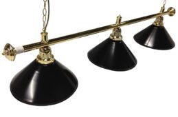 Pool Snooker Billiard Table Lighting - Brass Light (3 x Black Shades) 61 Inch