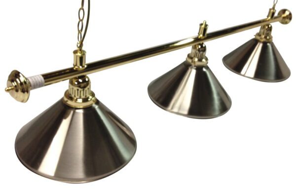 Pool Snooker Billiard Table Lighting - Brass Light (3 x Brushed Shades) 61 Inch