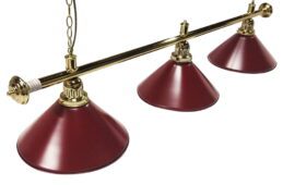 Pool Snooker Billiard Table Lighting - Brass Light (3 x Burgundy Shades) 61 Inch