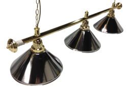 Pool Snooker Billiard Table Lighting - Brass Light (3 x Chrome Shades) 61 Inch