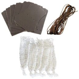 Cotton Pocket Nets TASSLE and Brown Leather Set Including Brown Stitching Cord