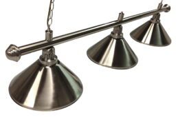 Pool Snooker Billiard Table Lighting - Brushed Stainless Light (3 x Brushed Shades) 61 Inch