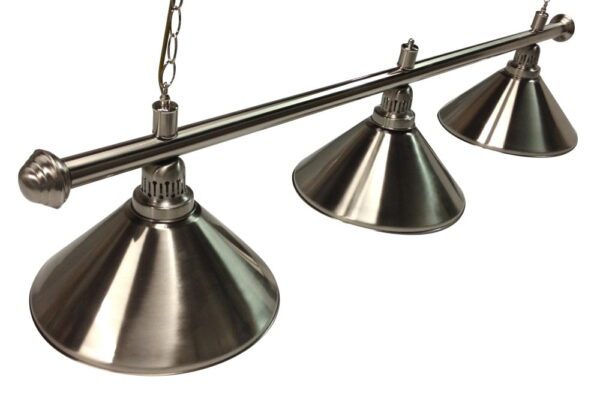 Pool Snooker Billiard Table Lighting - Brushed Stainless Light (3 x Brushed Shades) 61 Inch