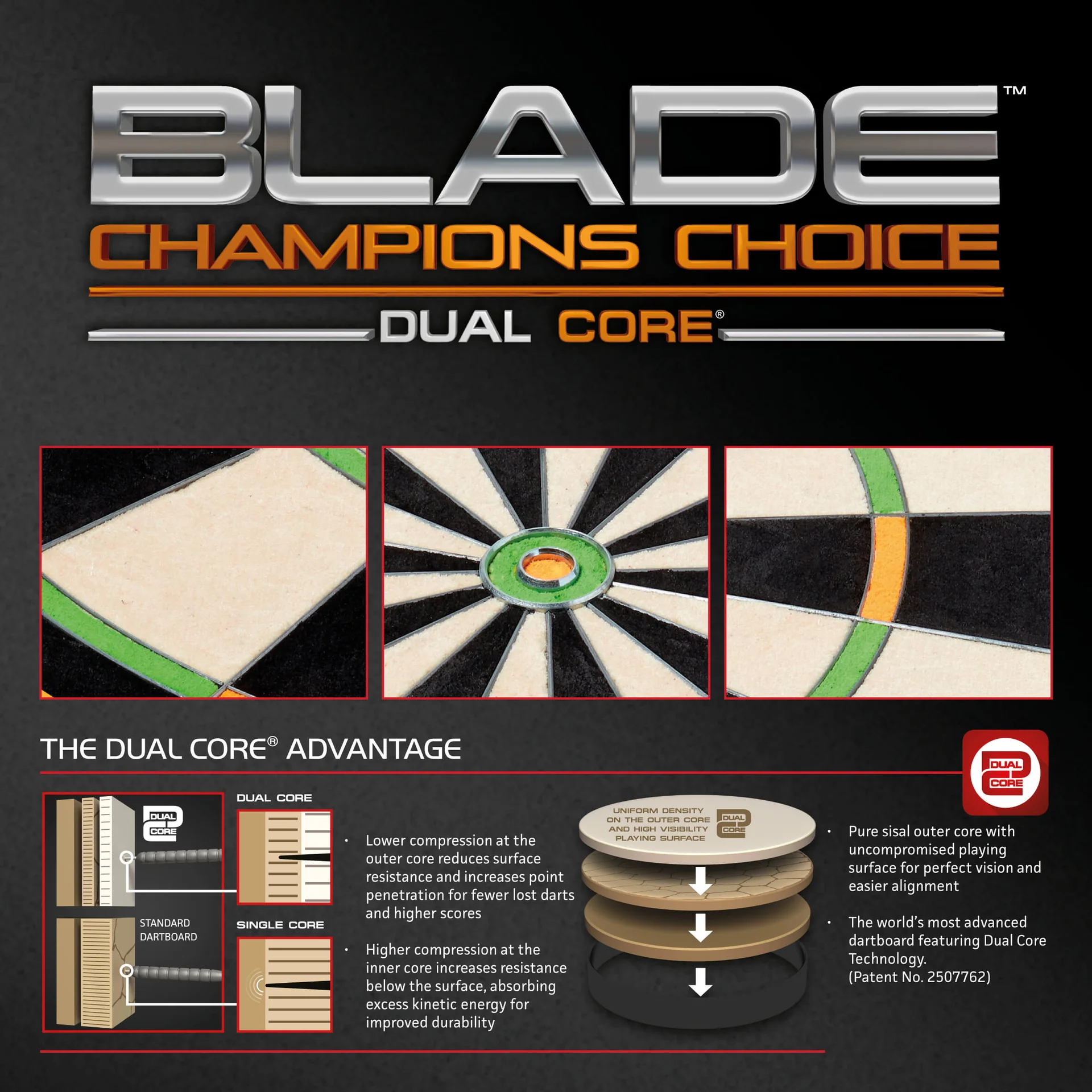 WINMAU Champions Choice Dual Core Blade Training Dart Board Improved Accuracy - Image 8
