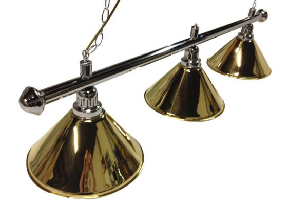 Pool Snooker Billiard Table Chrome Light (3 x Brass Shades) 61 Inch
