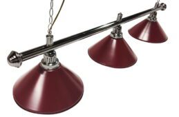 Pool Snooker Billiard Table Lighting - Chrome Light (3 x Burgundy Shades) 61 Inch