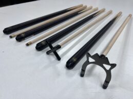 Maple Rest Set Black Chrome Rest And Spider, 2 x Pool Snooker Billiard Cues