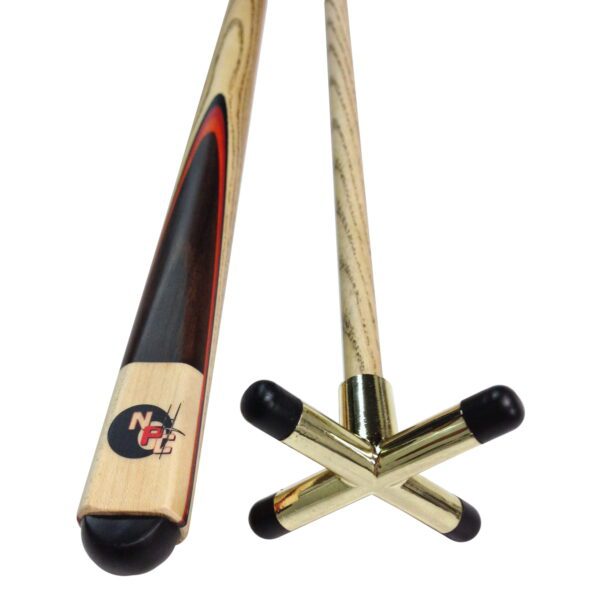 FULL ASH With Red Wood Flame Pool Cue REST 1 x Brass rest