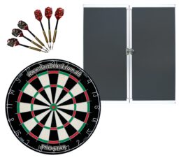 PRO STAR Bristle Dart Board + Aluminium Alloy Cabinet + Darts Set