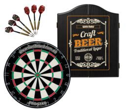 PRO STAR Bristle Dart Board + Winmau Craft Beer Cabinet + Darts Set