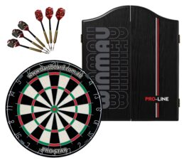 PRO STAR Bristle Dart Board + Winmau Pro-Line Cabinet + Darts Set