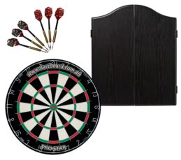 PRO STAR Bristle Dart Board + Winmau Black Cabinet + Darts Set