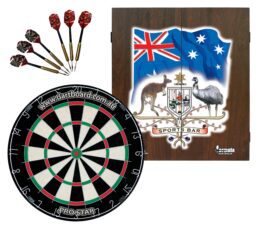 PRO STAR Bristle Dart Board + Formula Sports Bar Cabinet + Darts Set