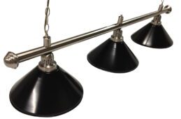 Pool Snooker Billiard Table Lighting - Brushed Stainless Light (3 x Black Shades) 61 Inch