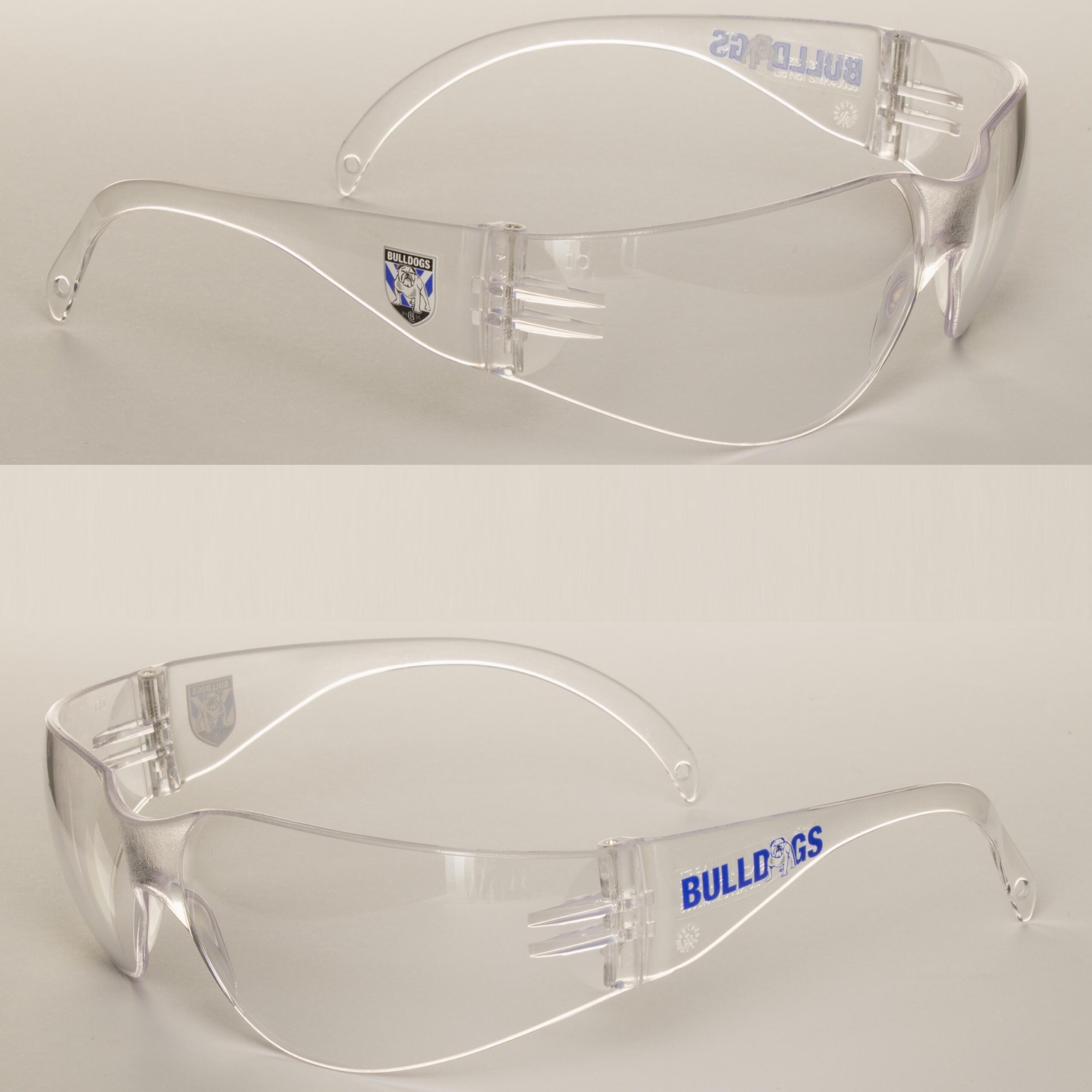 2 x Canterbury Bulldogs NRL Safety Eyewear Glasses Work Protect CLEAR