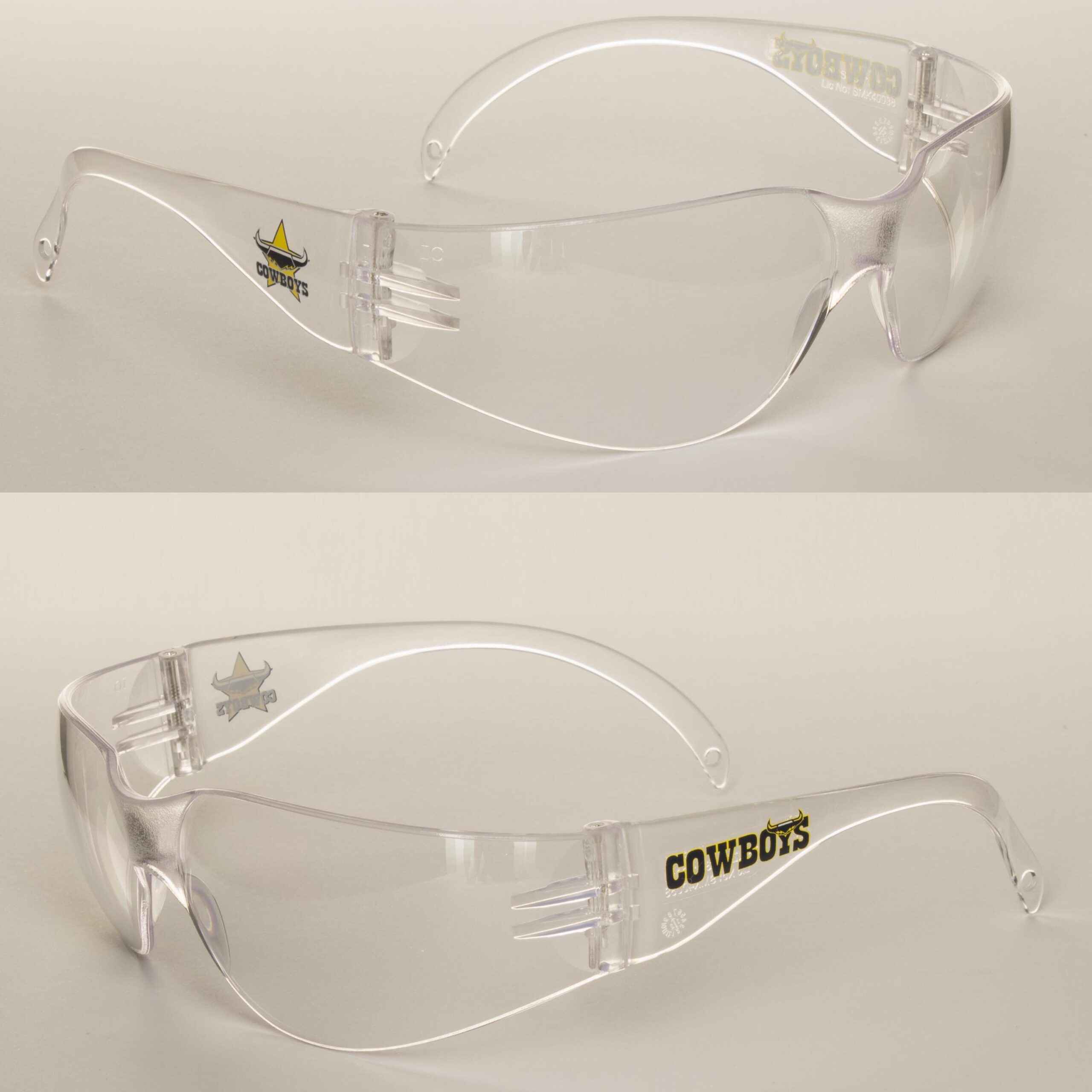 2 x North QLD Queensland Cowboys NRL Safety Eyewear Glasses Work Protect CLEAR