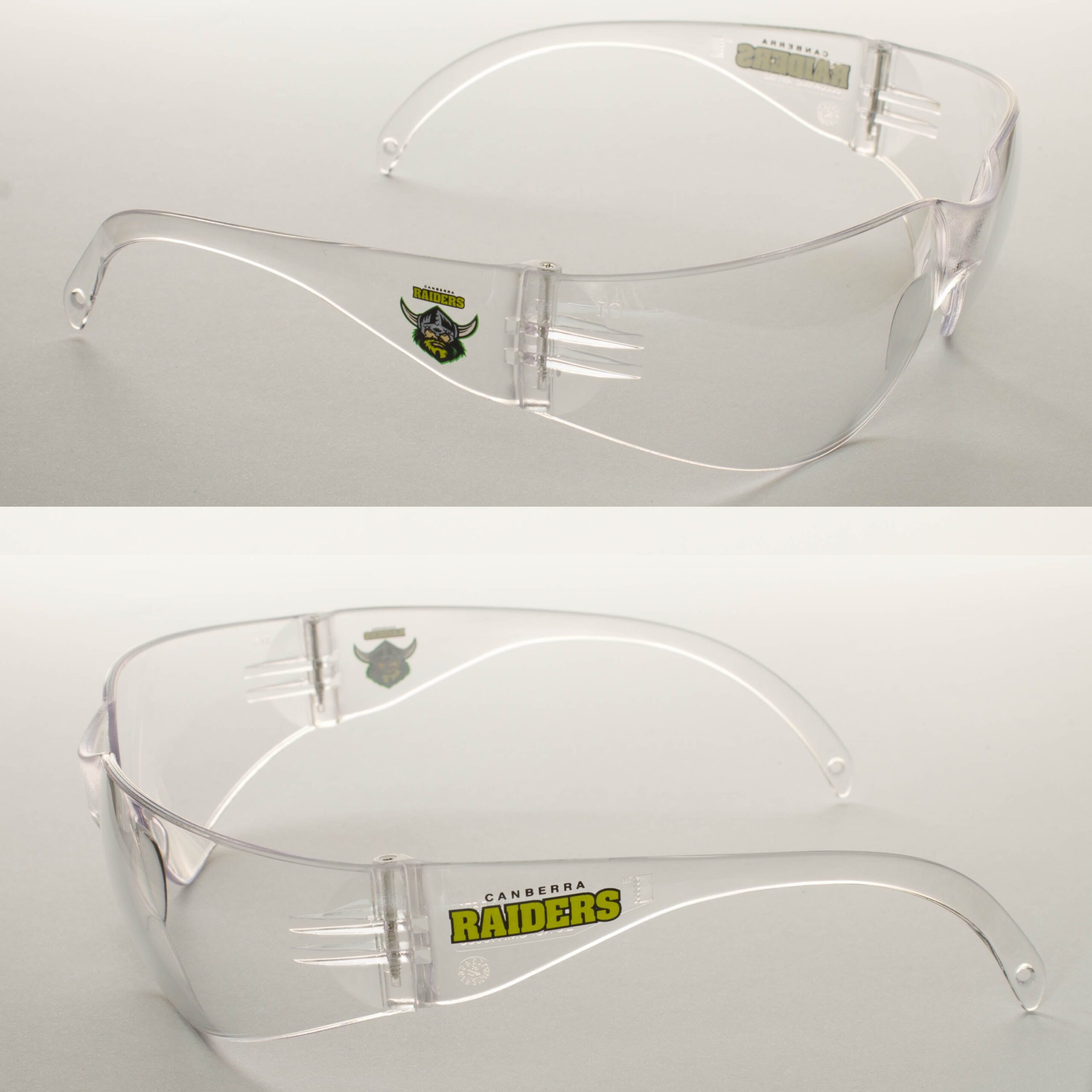 2 x  Canberra Raiders NRL Safety Eyewear Glasses Work Protect CLEAR