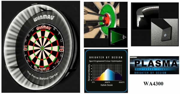 Winmau Blade 6 DUAL CORE Dart Board + Plasma Light + Black Surround + Darts - Image 6