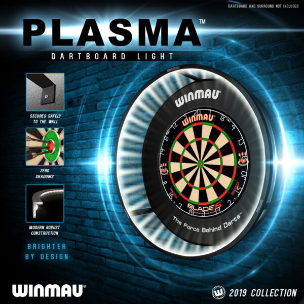 Winmau Blade 6 DUAL CORE Dart Board + Plasma Light + Black Surround + Darts - Image 8