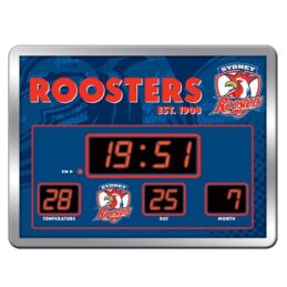 Sydney Roosters NRL SCOREBOARD Digital LED Wall Clock Calendar Temperature Display Sign