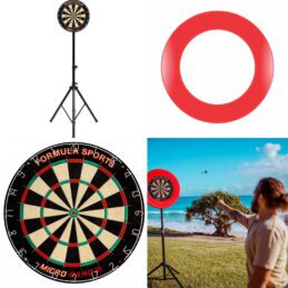 Formula Sports Portable Dart Board Camping Set includes Dart Board MB3, FSA Stand with RED Surround