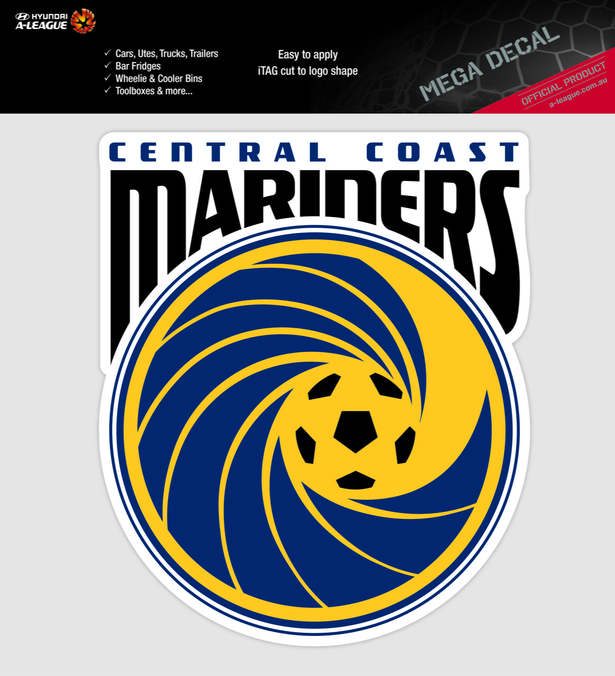Central Coast Mariners A-League 4WD Car Bike Mega Decal Sticker 1 Central Coast Mariners A-League 4WD Car Bike Mega Decal Sticker