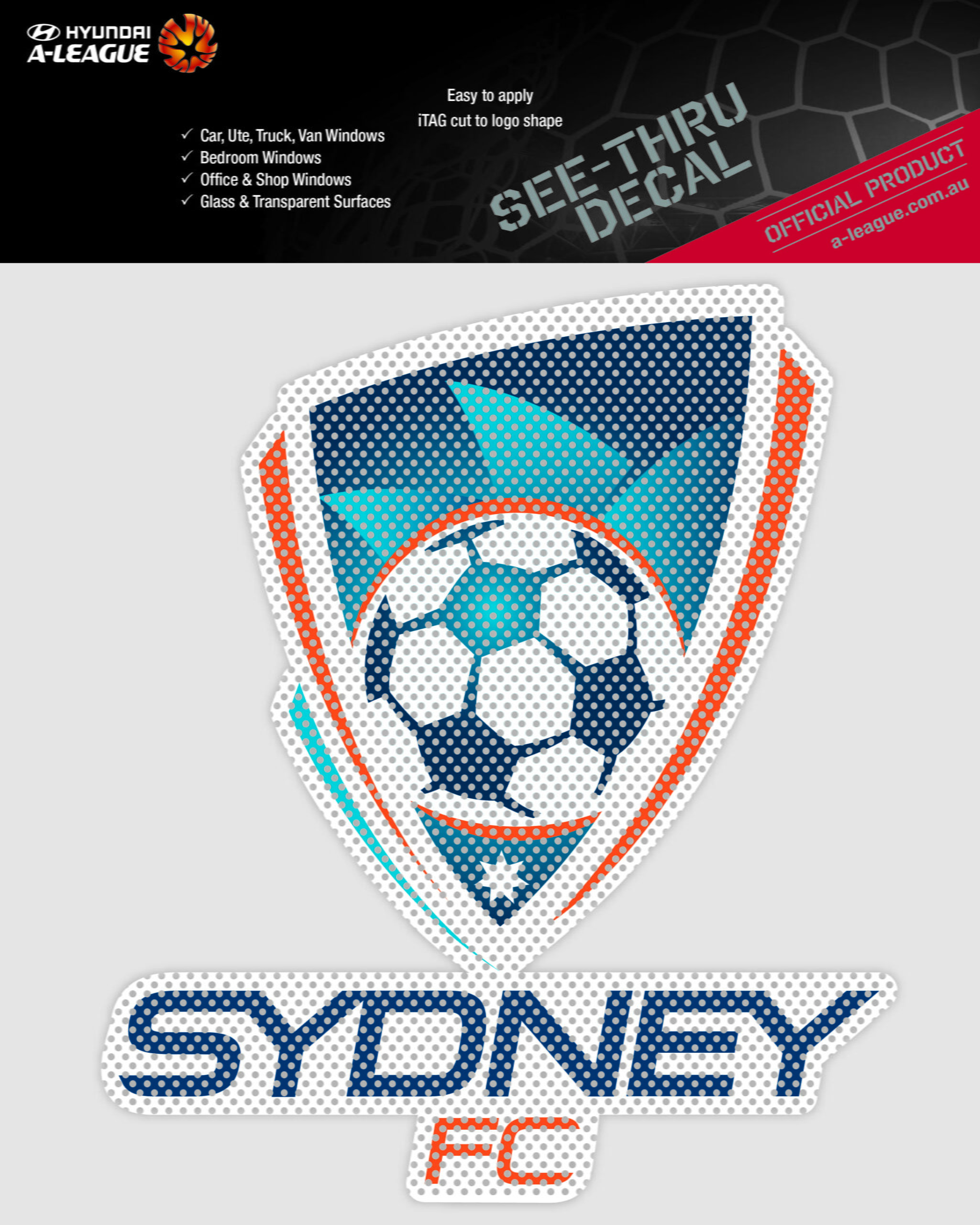 Sydney FC A-League 4WD Car Glass See-Thu Decal Sticker 1 Sydney FC A-League 4WD Car Glass See-Thu Decal Sticker