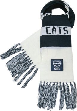 Geelong Cats Traditional AFL Bar Scarf Warm Winter Neckwear