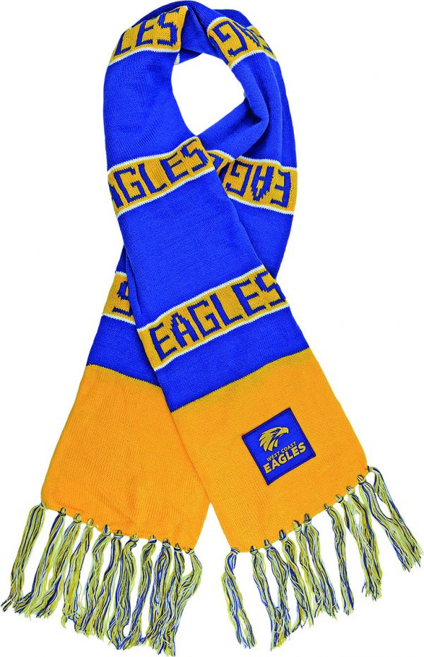 West Coast Eagles Traditional AFL Bar Scarf Warm Winter Neckwear - Image 2