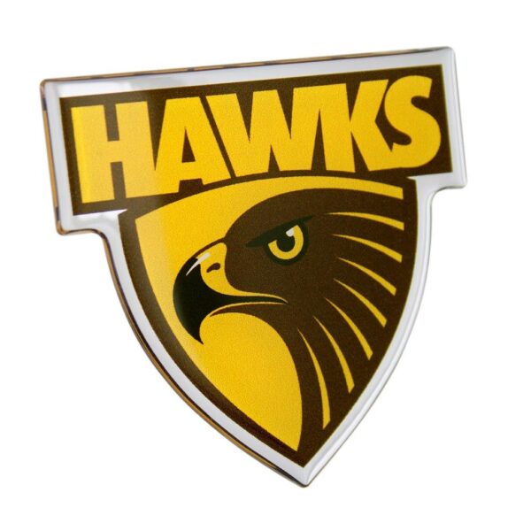 Hawthorn Hawks AFL Lensed Chrome Decal Badge - Cars, Bikes, Laptops, Most Things