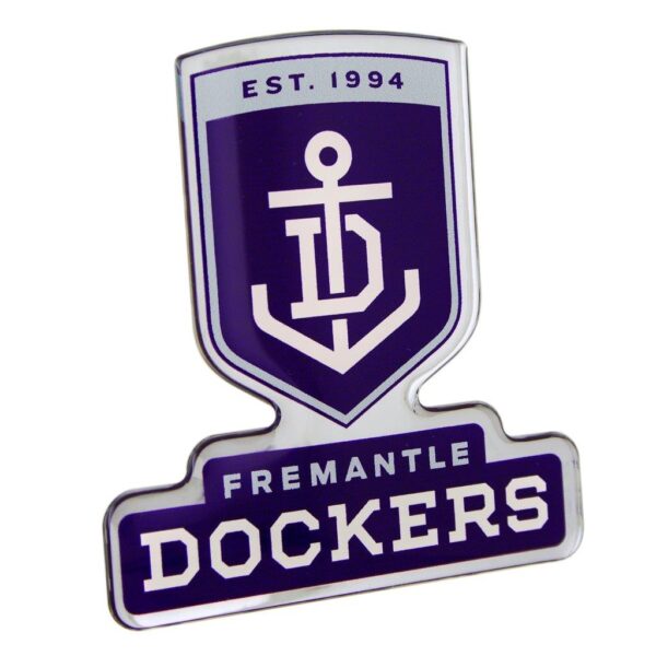 Fremantle Dockers Freo AFL Lensed Chrome Decal Badge - Cars, Bikes, Laptops, Most Things