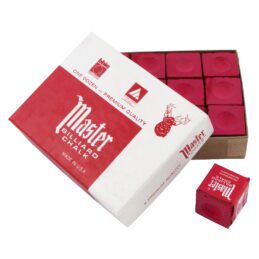 Master Pool Snooker Billiard Cue Tip Chalk Red Box of 12