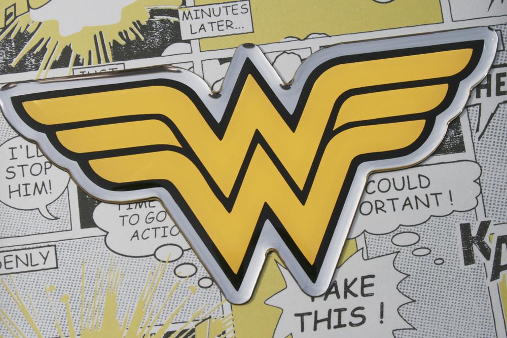 Wonder Woman Logo Decal (Black, Yellow and Chrome) Car Decal – Iconic Collector Emblem