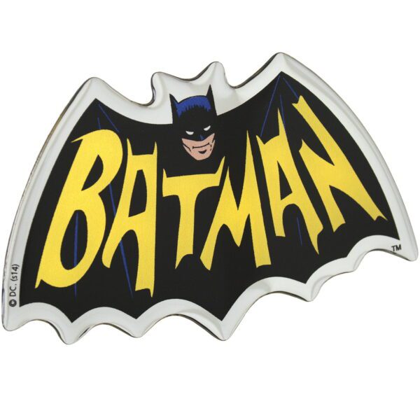 Batman 1966 Logo Car Decal DC Comics Domed Multicolour Chrome Finish Automotive Sticker Emblem