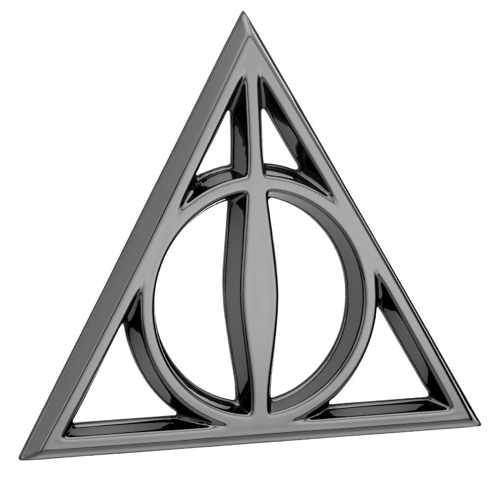 Harry Potter Deathly Hallows 3D Car Badge (Black Chrome) Metal Car Badge – Iconic Collector Emblem