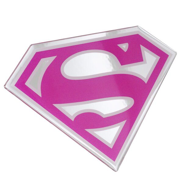 Supergirl Logo Car Decal DC Comics Domed Pink White Chrome Finish Automotive Sticker Emblem