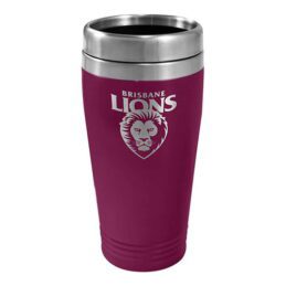 Brisbane Lions AFL TRAVEL Coffee Mug Cup Double Wall Stainless Steel