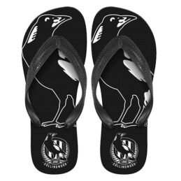 Collingwood Magpies AFL Aussie Rules Footy Thongs Plugger Flip Flops