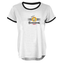 Bundaberg Rum Bundy Bear LADIES White Black Ringer Top Shirt