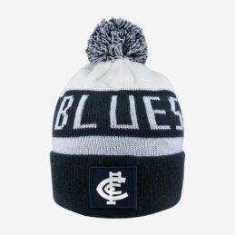 Carlton Blues AFL Traditional Bar Beanie Hat Removable Pom-Pom