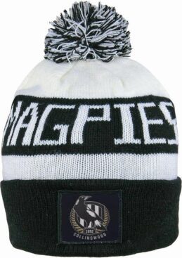 Collingwood Magpies AFL Traditional Bar Beanie Hat Removable Pom-Pom