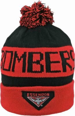 Essendon Bombers AFL Traditional Bar Beanie Hat Removable Pom-Pom