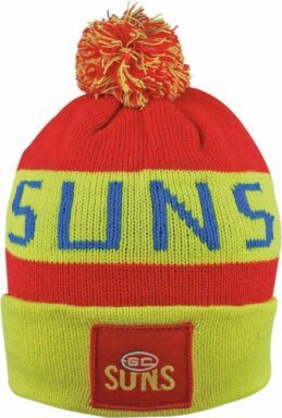 Gold Coast Suns AFL Traditional Bar Beanie Hat Removable Pom-Pom