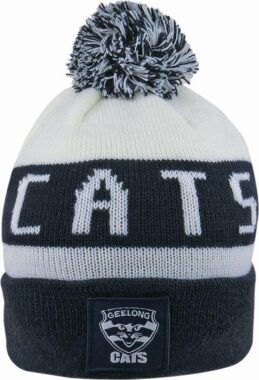 Geelong Cats AFL Traditional Bar Beanie Hat Removable Pom-Pom