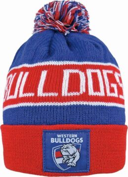 Western Bulldogs AFL Traditional Bar Beanie Hat Removable Pom-Pom