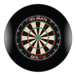 TEX Pro Genuine Bristle Dart Board + Black Dartboard Surround + Darts