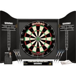 WINMAU Professional Dartboard Set - Diamond Plus Dart Board + Cabinet Includes 2 x sets of Darts