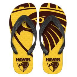 Hawthorn Hawks AFL Aussie Rules Footy Thongs Plugger Flip Flops
