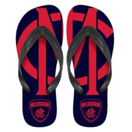 Melbourne Demons AFL Aussie Rules Footy Thongs Plugger Flip Flops